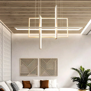 ZOWALA - Linear Square LED White Acrylic LED Island Chandelier Image - 1