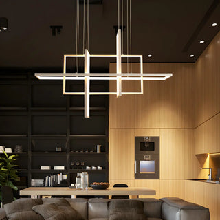 ZOWALA - Linear Square LED White Acrylic LED Island Chandelier Image - 2