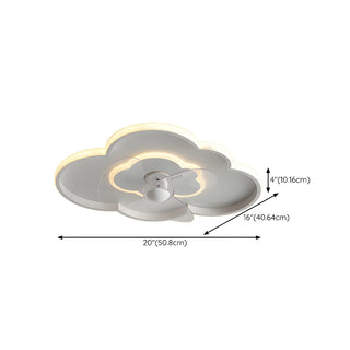 Bedroom Linear Cloud White Ceiling Fan with LED Light Zawala #size
