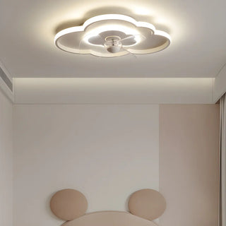 Bedroom Linear Cloud White Ceiling Fan with LED Light Zawala Image - 2
