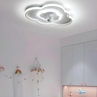 Bedroom Linear Cloud White Ceiling Fan with LED Light Zawala Image - 3