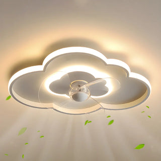 Bedroom Linear Cloud White Ceiling Fan with LED Light Zawala Image - 4