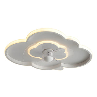 Bedroom Linear Cloud White Ceiling Fan with LED Light Zawala Image - 5