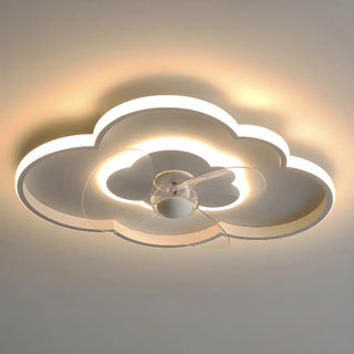 Bedroom Linear Cloud White Ceiling Fan with LED Light Zawala Image - 6