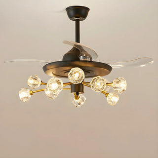Modern Luxury Crystal Sputnik Chandelier Fan with Light Zawala Image - 11