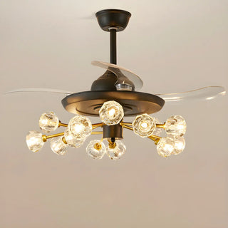 Modern Luxury Crystal Sputnik Chandelier Fan with Light Zawala Image - 12