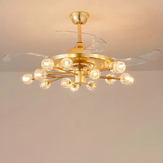 Modern Luxury Crystal Sputnik Chandelier Fan with Light Zawala Image - 13