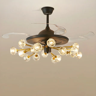 Modern Luxury Crystal Sputnik Chandelier Fan with Light Zawala Image - 14