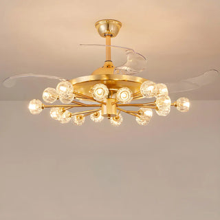 Modern Luxury Crystal Sputnik Chandelier Fan with Light Zawala Image - 15