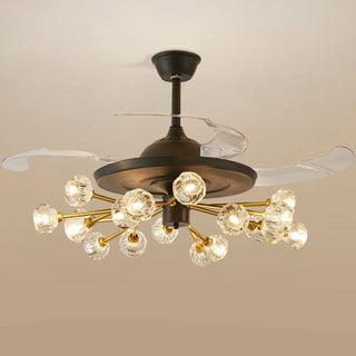 Modern Luxury Crystal Sputnik Chandelier Fan with Light Zawala Image - 16