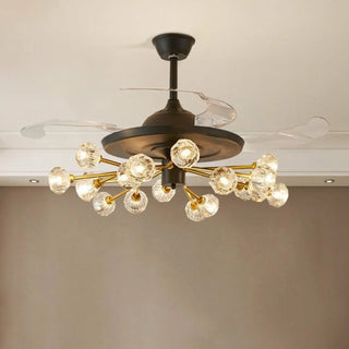 Modern Luxury Crystal Sputnik Chandelier Fan with Light Zawala Image - 17