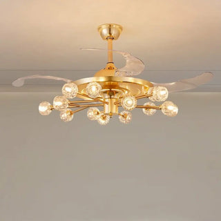Modern Luxury Crystal Sputnik Chandelier Fan with Light Zawala Image - 18