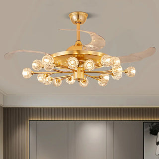 Modern Luxury Crystal Sputnik Chandelier Fan with Light Zawala Image - 3