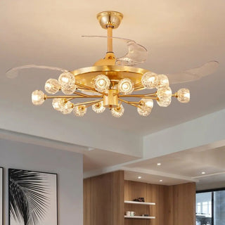 Modern Luxury Crystal Sputnik Chandelier Fan with Light Zawala Image - 4