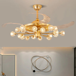 Modern Luxury Crystal Sputnik Chandelier Fan with Light Zawala Image - 6