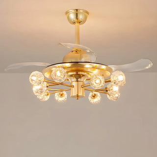 Modern Luxury Crystal Sputnik Chandelier Fan with Light Zawala Image - 8