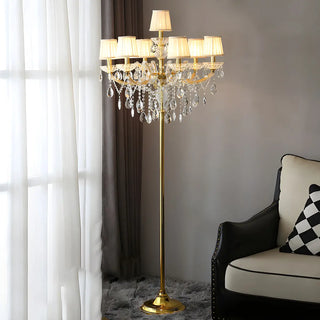 Luxury Candle Gold Crystal Chandelier Floor Lamp Zawala Image - 1
