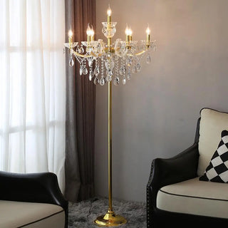 Luxury Candle Gold Crystal Chandelier Floor Lamp Zawala Image - 2