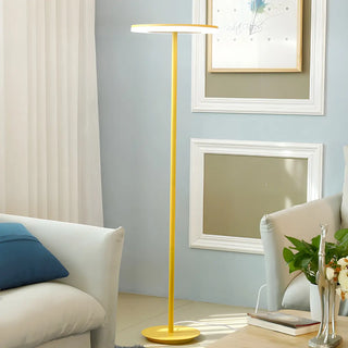 Yellow Macaron Style Acrylic Disc LED Floor Lamp Zawala Image - 1