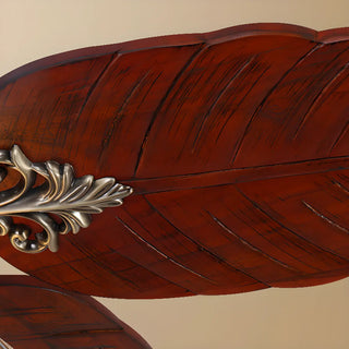 ZOWALA - Metallic Brown Wooden Leaf Ceiling Fan with 3 Light Image - 12