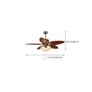 ZOWALA - Metallic Brown Wooden Leaf Ceiling Fan with 3 Light #size