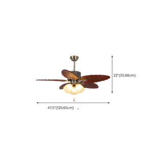 ZOWALA - Metallic Brown Wooden Leaf Ceiling Fan with 3 Light Image - 18