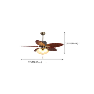 ZOWALA - Metallic Brown Wooden Leaf Ceiling Fan with 3 Light Image - 19