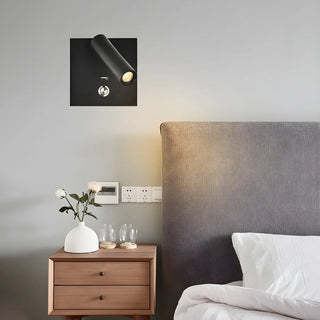 Mini Bedside Black Cylindrical Reading LED Wall Light Zawala Image - 1