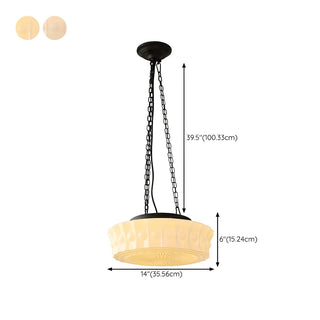 White Glass Chain Adjustable Height Mini Drum Chandelier #size