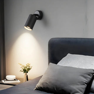 ZOWALA - Modern Adjustable Black Cylinder Bedroom Wall Sconce Image - 1