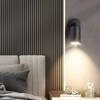 ZOWALA - Modern Adjustable Black Cylinder Bedroom Wall Sconce Image - 3