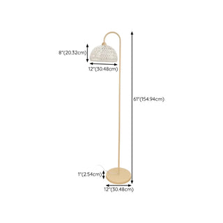 Minimalist Rattan Dome Shade Beige LED Floor Lamp Zawala #size