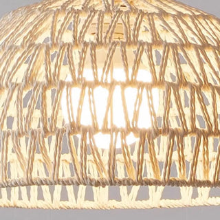 Minimalist Rattan Dome Shade Beige LED Floor Lamp Zawala Image - 7