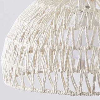 Minimalist Rattan Dome Shade Beige LED Floor Lamp Zawala Image - 8