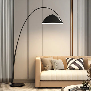 ZOWALA - Minimalist Black Arc Dome Floor Lamp Image - 3