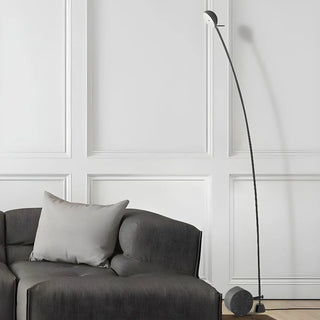 Black Minimalist Weighted Base Arched Floor Lamp Zawala Image - 1
