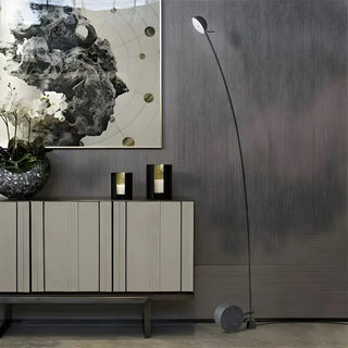 Black Minimalist Weighted Base Arched Floor Lamp Zawala Image - 2