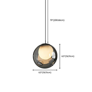 ZOWALA - Minimalist Globe Glass Bedroom Black Pendant Light #size