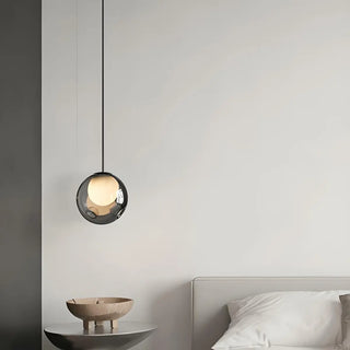 ZOWALA - Minimalist Globe Glass Bedroom Black Pendant Light Image - 3