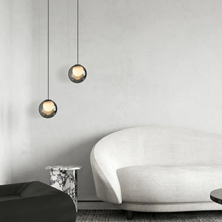 ZOWALA - Minimalist Globe Glass Bedroom Black Pendant Light Image - 4