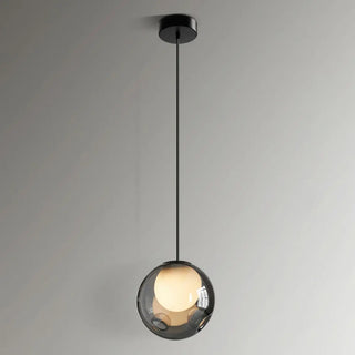ZOWALA - Minimalist Globe Glass Bedroom Black Pendant Light Image - 6