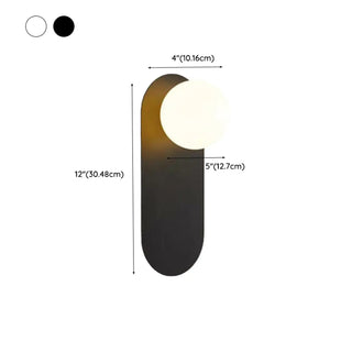 Bedroom Black Oval Frosted Glass Globe Wall Sconce Zawala #size