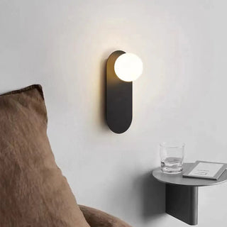 Bedroom Black Oval Frosted Glass Globe Wall Sconce Zawala Image - 3