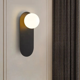 Bedroom Black Oval Frosted Glass Globe Wall Sconce Zawala Image - 4