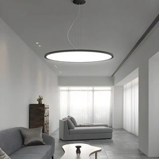ZOWALA - Minimalist Black Round Circle LED Living Room Pendant Light Image - 2