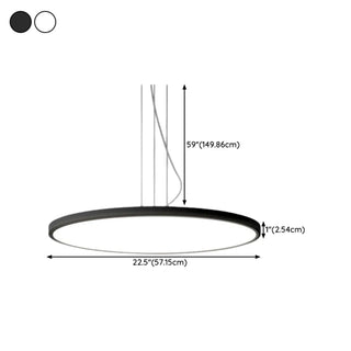 ZOWALA - Minimalist Black Round Circle LED Living Room Pendant Light Image - 24