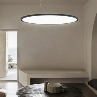 ZOWALA - Minimalist Black Round Circle LED Living Room Pendant Light Image - 3