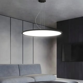 ZOWALA - Minimalist Black Round Circle LED Living Room Pendant Light Image - 5