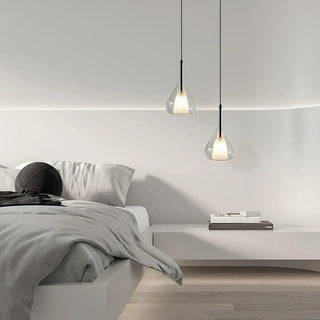 ZOWALA - Minimalist Bedroom Teardrop Clear Glass Pendant Light Image - 2