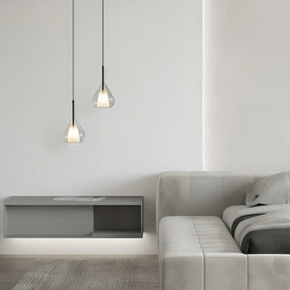 ZOWALA - Minimalist Bedroom Teardrop Clear Glass Pendant Light Image - 3
